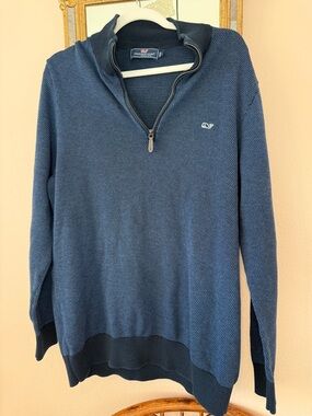 Vineyard Vines Men’s Navy Quarter-Zip Sweater Cotton Wool size L